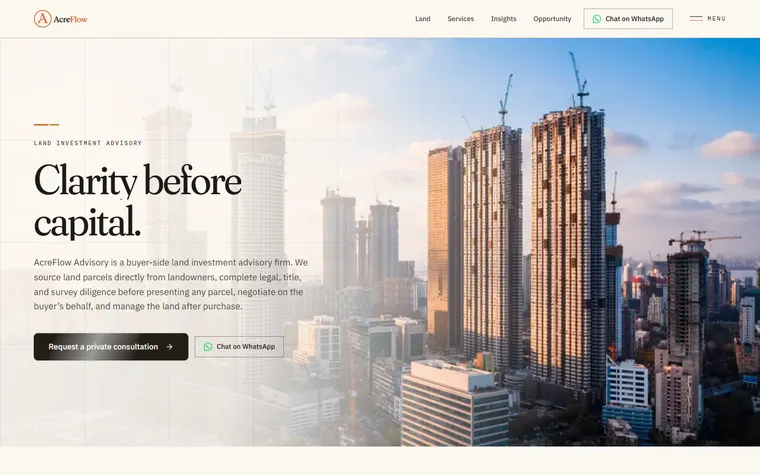 AcreFlow Advisory, Land investment advisory, India