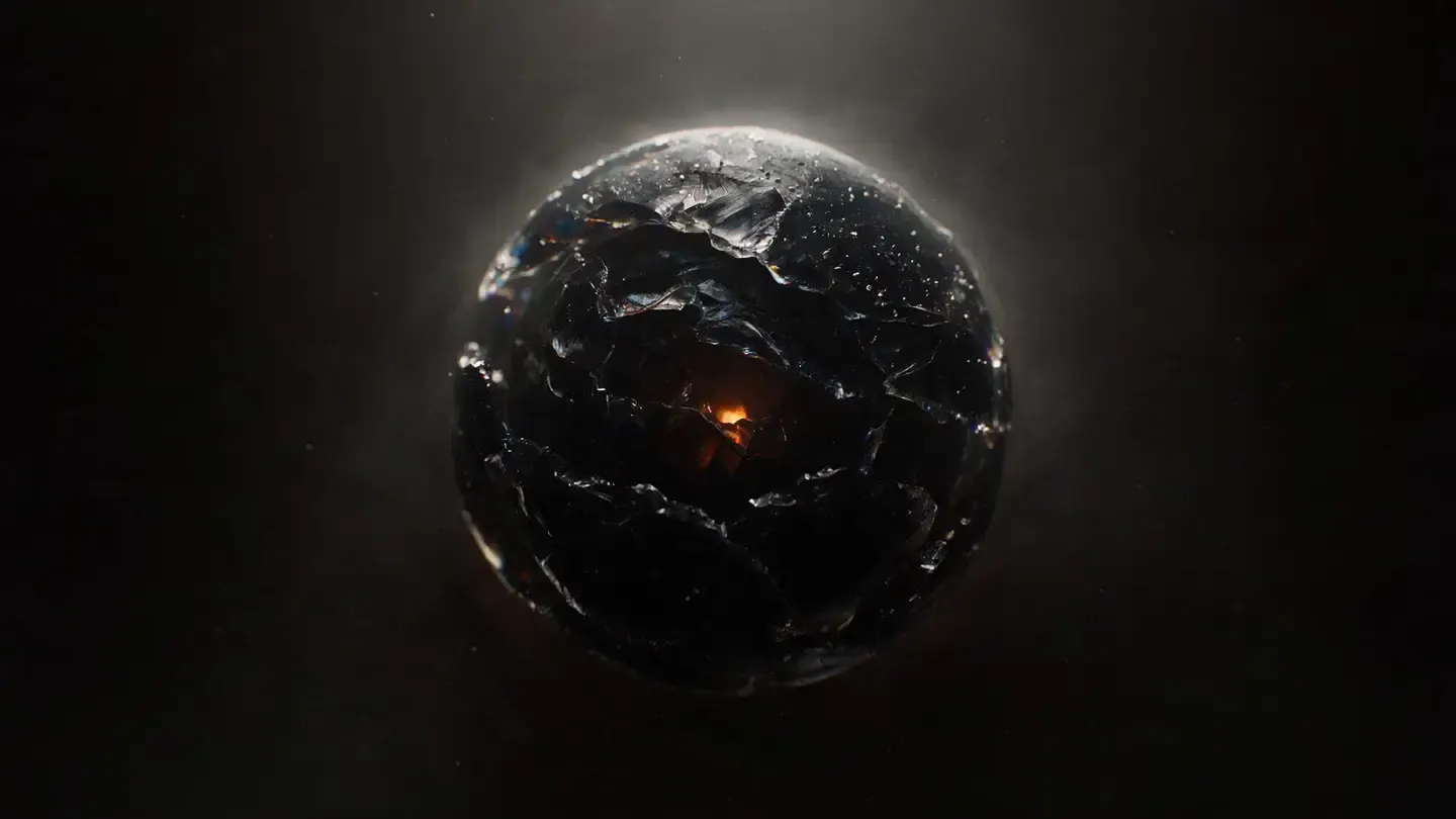 The opening frame of the webstoree hero film: a dark instrument housing lit by a single warm amber source.